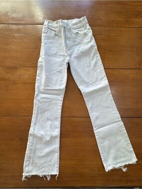 MOTHER The Hustler Ankle Fray Jeans Fairest Of Them All White Size 24 (No Tag)